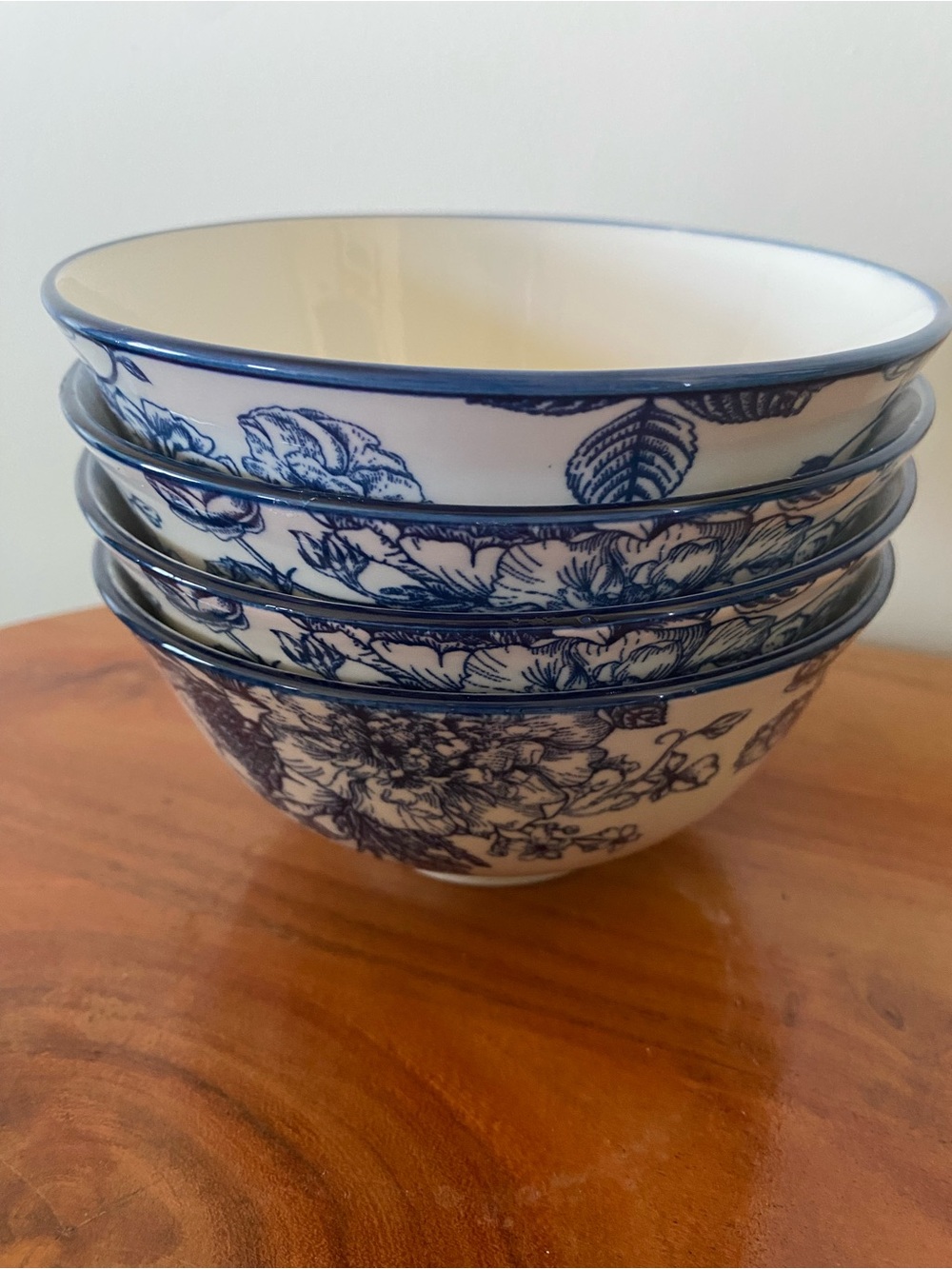 Royal Norfolk Blue and White Floral Ceramic Bowls (4)